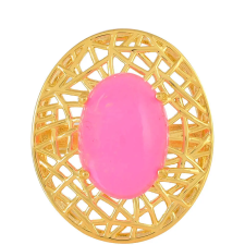  Arannyal Bevont Ezüst Gyűrű Etiópiai Neon Pink Opállal, PCY10025/57 gyűrű