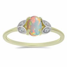  Arannyal Bevont Ezüst Gyűrű Etiópiai Opállal és Fehér Topázzal, Y60620/54 gyűrű