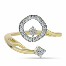  Arannyal Bevont Ezüst Gyűrű Fehér Gyémánttal és Fehér Topázzal, Y63054/57 gyűrű