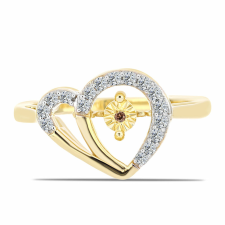  Arannyal Bevont Ezüst Gyűrű Kognak Gyémánttal és Fehér Topázzal, Y61687/59 gyűrű