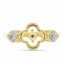  Arannyal Bevont Ezüst Gyűrű Kognak Gyémánttal és Fehér Topázzal, Y61689/54 gyűrű