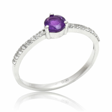  Arannyal Bevont Ezüst Gyűrű Marokkói Ametiszttel és Fehér Topázzal, XMP070/52 gyűrű