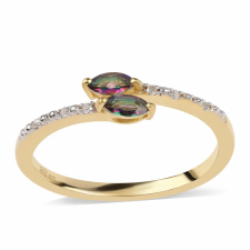  Arannyal Bevont Ezüst Gyűrű Misztikus Topázzal és Fehér Topázzal, ROS826/57 gyűrű