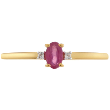  Arannyal Bevont Ezüst Gyűrű Thai Rubinnal és Fehér Topázzal, PCY10779/62 gyűrű