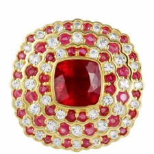  Arannyal Bevont Ezüst Gyűrű Thai Rubinnal és Fehér Topázzal, XAS055/59 gyűrű