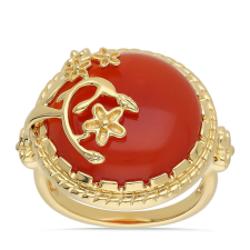  Arannyal Bevont Ezüst Gyűrű Vörös Onixszal, XGK084/57 gyűrű