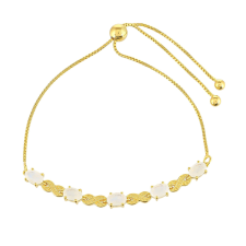  Arannyal Bevont Ezüst Karkötő Szivárvány Holdkővel, PCY11117 karkötő