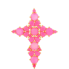 Arannyal Bevont Ezüst Medál Etiópiai Neon Pink Opállal, PCY9998 medál