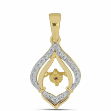  Arannyal Bevont Ezüst Medál Kognak Gyémánttal és Fehér Topázzal, Y61718 medál