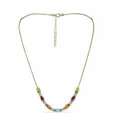  Arannyal Bevont Ezüst Nyaklánc Csakra Tourmalinnal és Fehér Topázzal, Y59659 nyaklánc