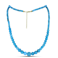  Arannyal Bevont Ezüst Nyaklánc Csipkerózsika Türkizzel, Y60534 nyaklánc