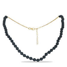  Arannyal Bevont Ezüst Nyaklánc Fekete Onixszal, Y52388 nyaklánc