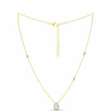  Arannyal Bevont Ezüst Nyaklánc Kognak Gyémánttal és Fehér Topázzal, Y61653 nyaklánc