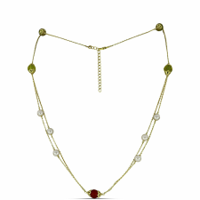  Arannyal Bevont Ezüst Nyaklánc Ural Citrinnel és Karneollal, Y59676 nyaklánc