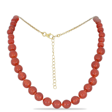  Arannyal Bevont Ezüst Nyaklánc Vörös Kalcedonnal, Y54108 nyaklánc