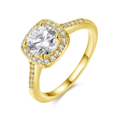  Arannyal bevont klasszikus gyűrű CZ kristályos díszítéssel #7 (0051.) gyűrű