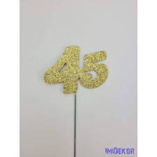  Arany csillámos szám drót pálcán - 45 dekorációs kellék