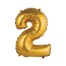  Arany Gold Matt 2-es mini szám fólia lufi 35 cm party kellék