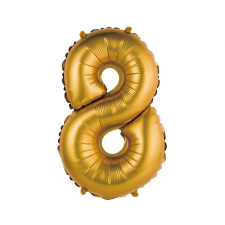 Arany Gold Matt 8-as mini szám fólia lufi 35 cm party kellék