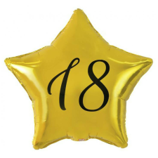 Arany Happy Birthday 18 Gold csillag fólia lufi 48 cm party kellék