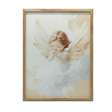 ARANY KERETES FALI PLAKÁT ANGYAL A FELHŐBEN 50x70 CM grafika, keretezett kép