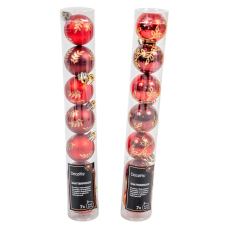  Arany mintás műanyag gömb bordó 4cm 7db-os dekorációs kellék