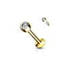  Arany Színű 316 Orvosi Acél Egyenesszárú Labret Piercing Fehér Kővel