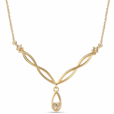  Aranyozott Ezüst Nyaklánc - Kék és Fehér Gyémántokkal nyaklánc