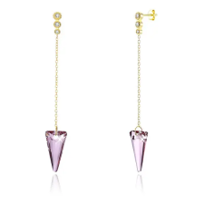  Aranyozott S925 Ezüst Lógós Fülbevaló Lila Swarovski® Kristályokkal fülbevaló