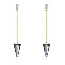  Aranyozott S925 Ezüst Lógós Fülbevaló Sötétszürke Swarovski® Kristályokkal fülbevaló