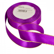  Aranyszélű szatén szalag s.lila 25mmx25y dekorációs kellék