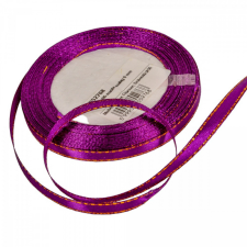  Aranyszélű szatén szalag sötét lila 6mmx25y dekorációs kellék