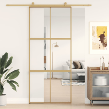 aranyszínű átlátszó ESG üveg és alumínium tolóajtó 90 x 205 cm építőanyag