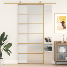 aranyszínű ESG tejüveg és alumínium tolóajtó 90 x 205 cm építőanyag