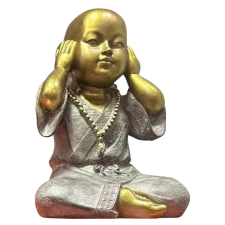 Aranyszínű Fülbefogó Bölcsesség Szobor,Kis Buddha - 23cm dekoráció