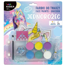 Arcfesték, tégelyes, 13 db-os, pasztell, unikornis kiegészítőkkel, Kidea arcfesték