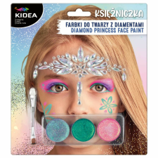 Arcfesték, tégelyes, strasszkövekkel, Princess, Kidea csillámtetoválás