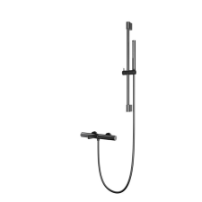 Arezzo design Elegant metál szürke fali egykaros termosztatikus kádtöltő csaptelep zuhanyszettel csaptelep