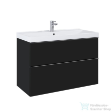 Arezzo design MONTEREY 100 cm-es alsószekrény 2 fiókkal Matt fekete színben, szifonkivágással AR-168107 fürdőszoba bútor