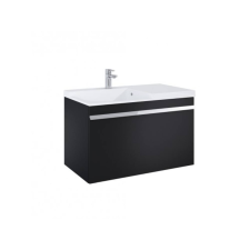 Arezzo design NEVADA 90 cm-es alsószekrény 1+1 fiókkal, Matt Fekete színben, szifonkivágással AR-167687 fürdőszoba bútor