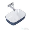 Arezzo design Reni pultra ültethető mosdó 46x33 cm, fényes fehér/matt kék AR-146114