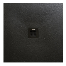 Arezzo design SOLIDSoft zuhanytálca 90x90 cm, FEKETE, színazonos lefolyóval kád, zuhanykabin