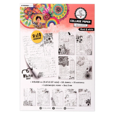 Art by Marlene Black &amp; White Kollázs papír ABM Collage PaperA4 20 ív decoupage papír