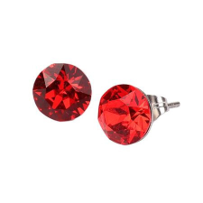 ART CRYSTELLA Fülbevaló, light siam piros SWAROVSKI® kristállyal, 8 mm, ART CRYSTELLA® fülbevaló
