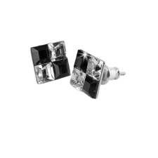 ART CRYSTELLA Fülbevaló négyzet alakú fekete-fehér SWAROVSKI® kristállyal (1800XPE001) szépségszalon