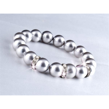 ART CRYSTELLA Karkötõ, ezüst színû SWAROVSKI® gyöngybõl, fehér kristállyal, 10mm, ART CRYSTELLA® gyöngy