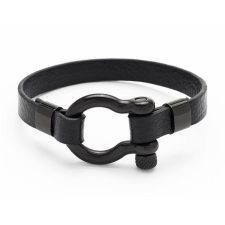 ART CRYSTELLA Karkötő, fekete bőr, fém zárral, 22 cm, ® karkötő