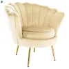  Art-deco stílusú fotel, bézs Velvet szövet/gold arany króm, NOBLEO