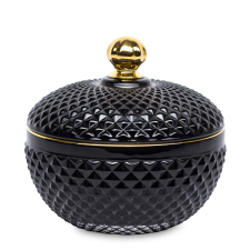 Art-Pol Szklany Pojemnik Dekoracyjny szkło czarny,złoty 11x12x12cm konyhai eszköz