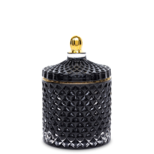 Art-Pol Szklany Pojemnik Dekoracyjny szkło czarny,złoty 13x8,5x8,5cm konyhai eszköz